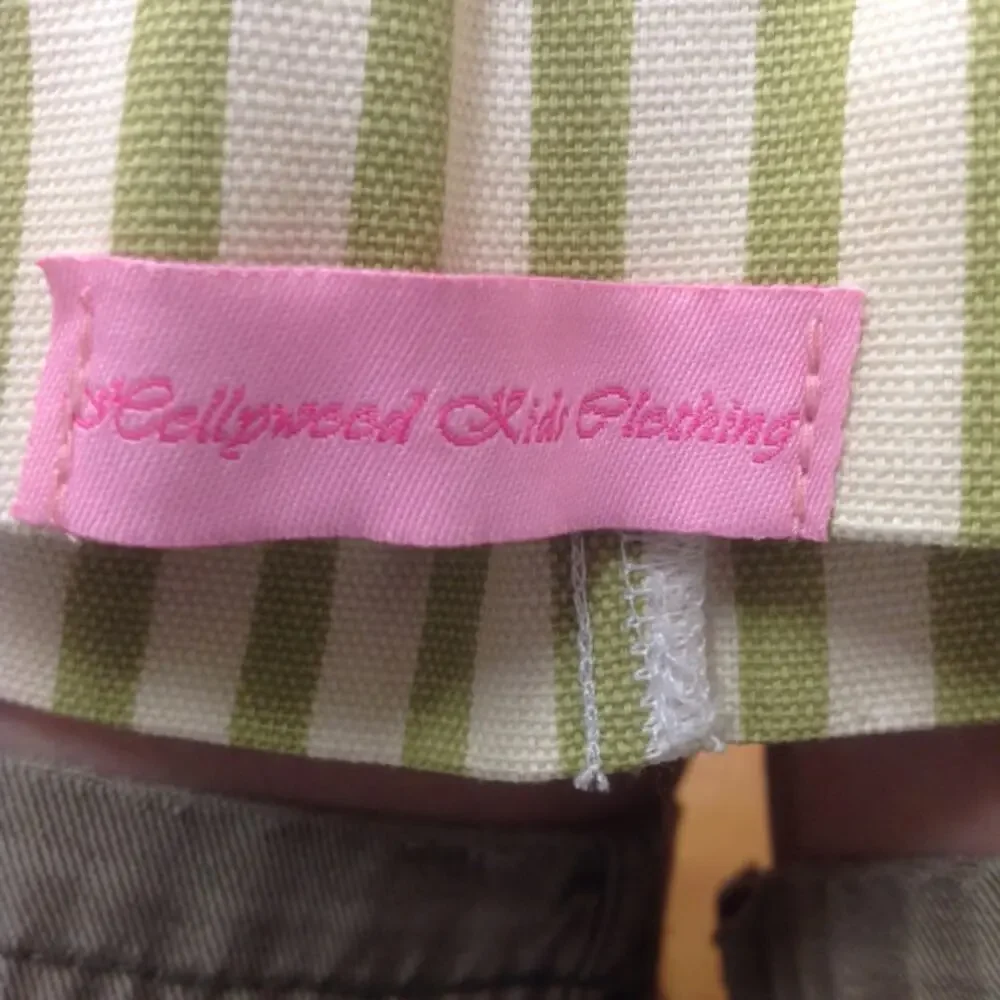 Hollywood Kids Girls Outfit Sz 12-18‎ Mo White Green Striped Shorts Top Belt